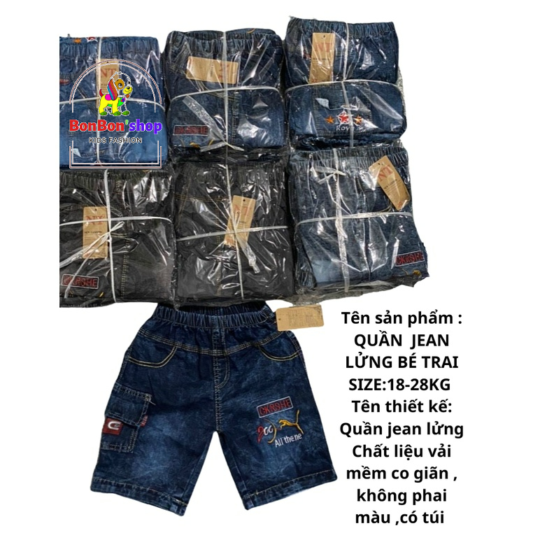 Quần short cho bé trai, quần đùi jean cho bé vải siêu mền không phai màu BS01