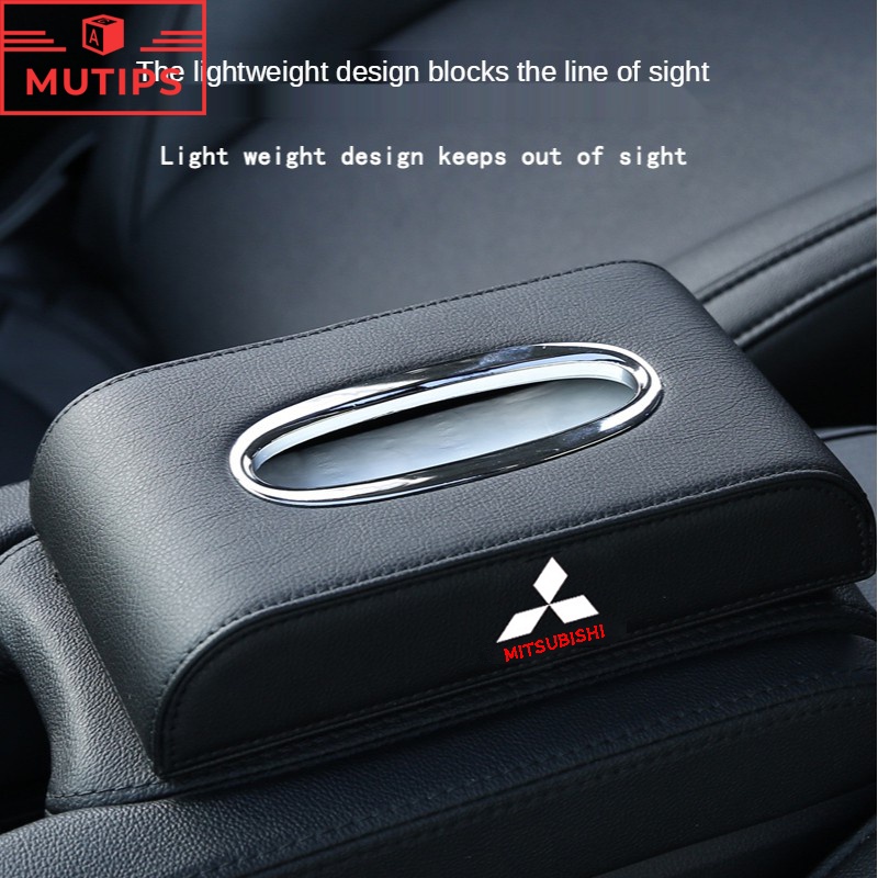 Hộp Đựng Khăn Giấy Bằng Da Cao Cấp Cho Xe Hơi Mitsubishi Kuda Lancer Attrage Xpander Pajero Outlander Mirage
