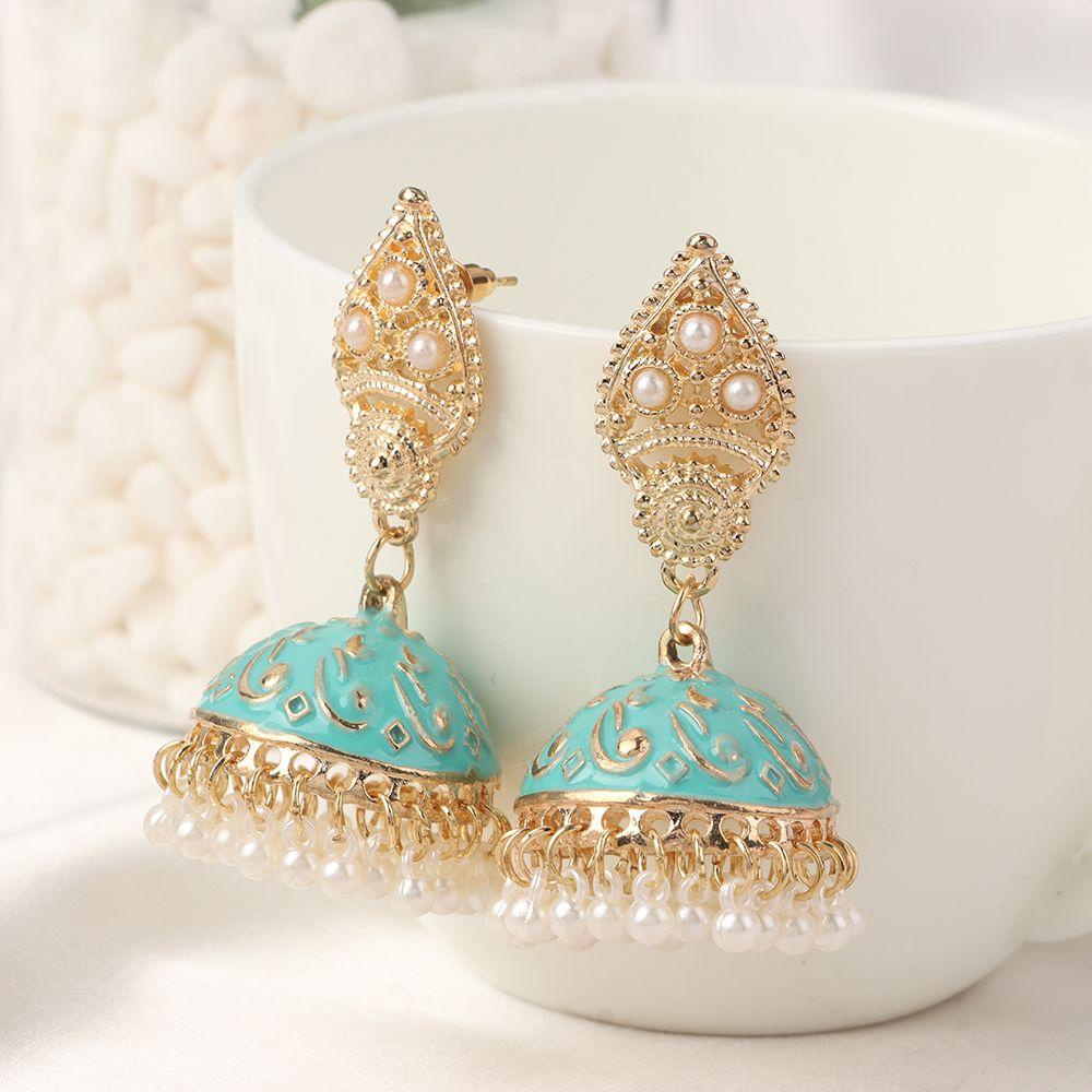 NIUYOU Khuyên Tai Oorbellen Hình Chuông Phong Cách Ấn Độ Jhumka Cổ Điển