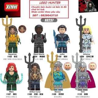 Lego Minifigures nhân vật SAH DC : Đế vương Atlantis : Aquaman Black Manta Vulko Atlanna Mera Arthur Curry Nereus Orm