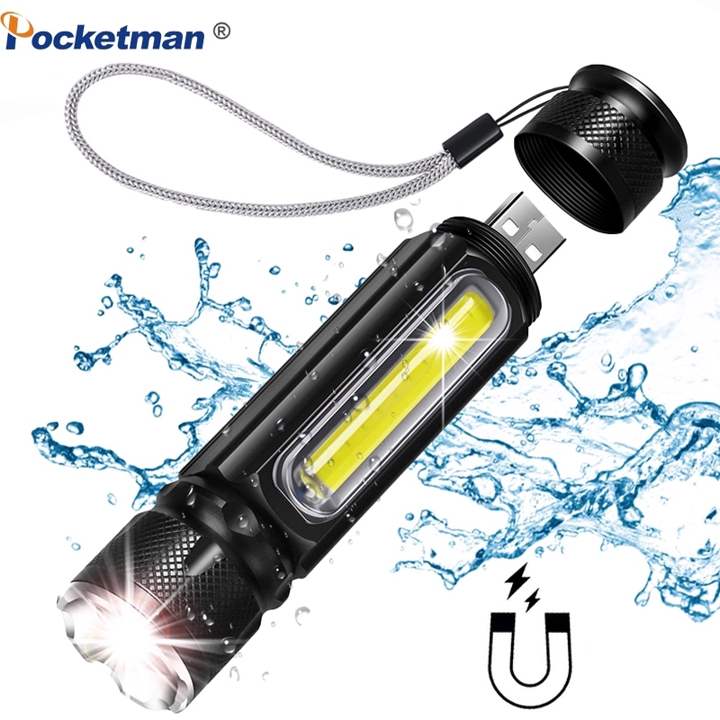 Đèn pin LED đa năng 5000LM USB sạc pin T6Side COB Light Magnet Magnet Light