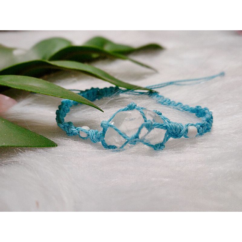 Vòng tay macrame Clear Quartz