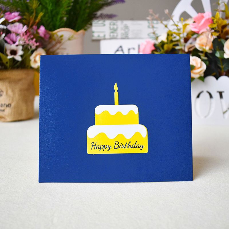 JOY 3D Pop Up Cake Postcards Invitations with Envelope