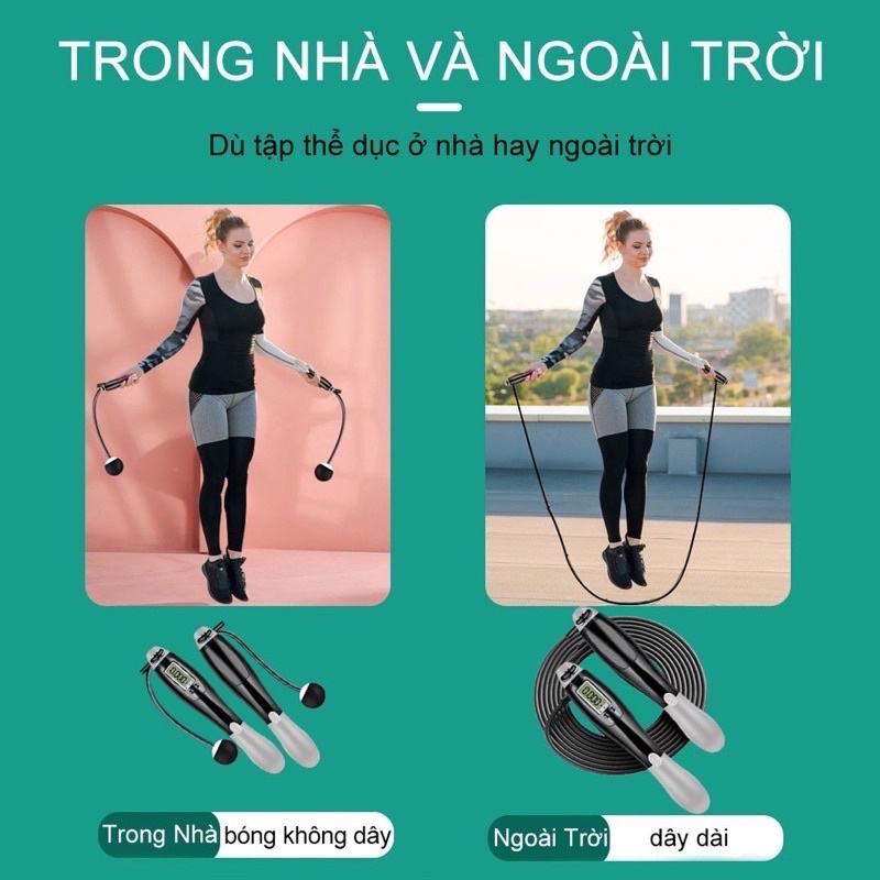 [Siêu Hot] Dây Nhảy Không Dây, Dây Nhảy Đếm số, đếm calo, 4 chế độ - LYLYSPORTS