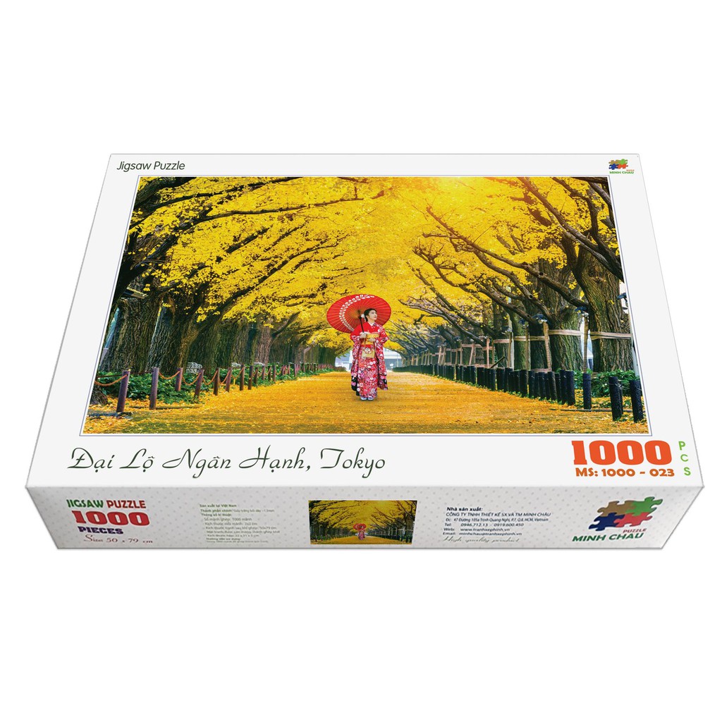 Bộ Tranh Xếp Hình Minh Châu 1000 Mảnh Ghép (Kích Thước 50x80cm) – Đại Lộ Ngân Hạnh, Tokyo