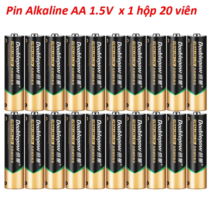 [Hộp Đen] Hộp 20 Viên Pin Tiểu AA (2A) Doublepow 1800mAh Alkaline Battery Không Sạc 1.5V Cam Kết Dung Lượng Thật DP2A