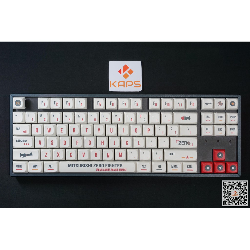 Bộ keycap MITSUBISHI ZERO FIGHTER - XDA - PBT - Dyesub - 162 nút cho bàn phím cơ (Filco, Leopold, IKBC, Edra, keychron)