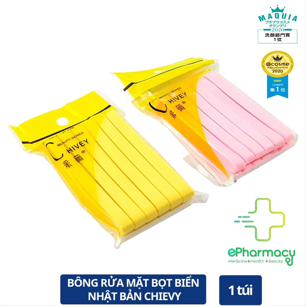 Bông nở rửa mặt Chivey - Bọt biển rửa mặt Chivey - Bịch 12 miếng