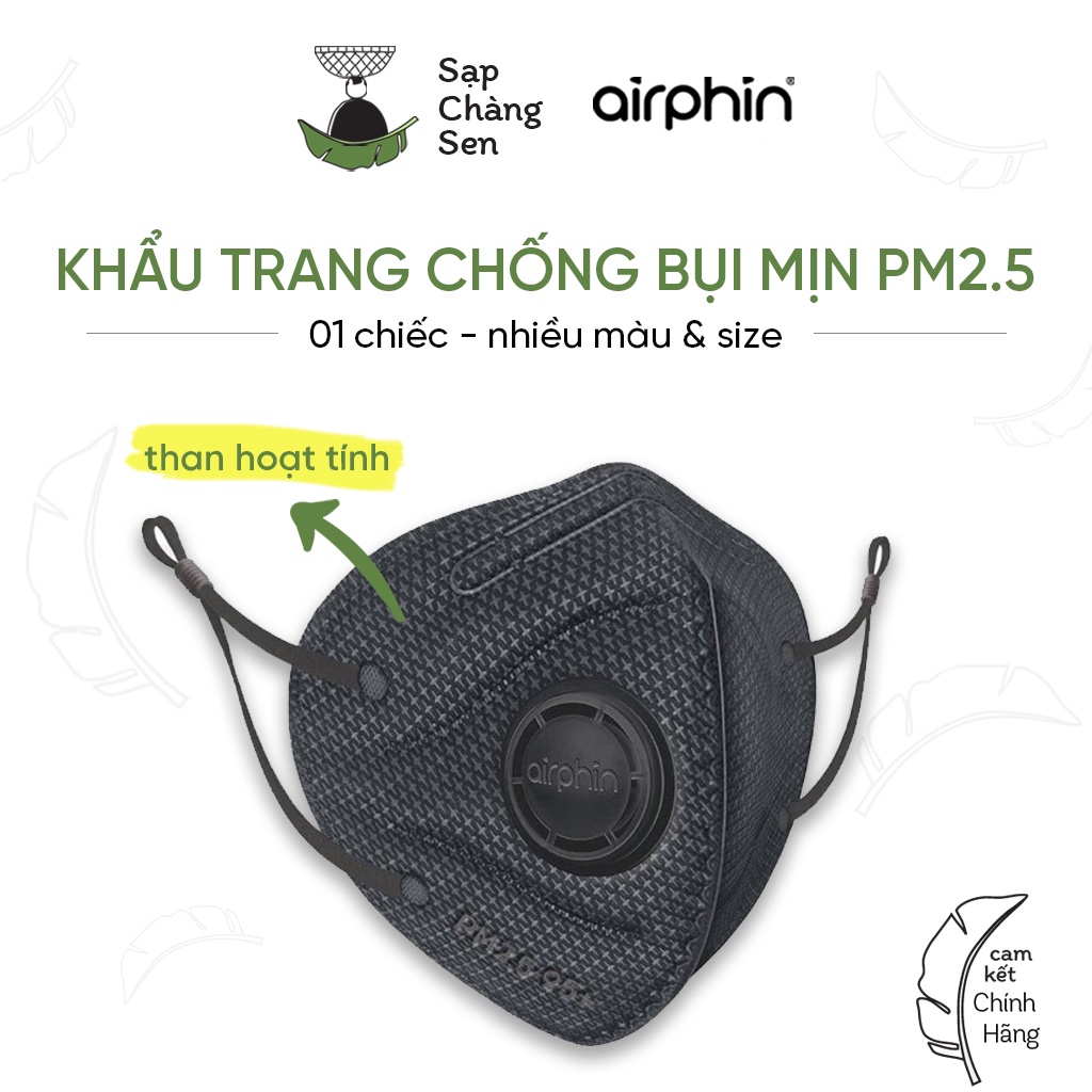 Khẩu trang Airphin - Than hoạt tính chống ô nhiễm, bụi mịn PM 2.5