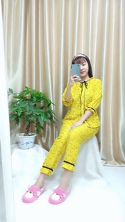 Đồ bộ mặc nhà vải kate lụa tay lở quần dài