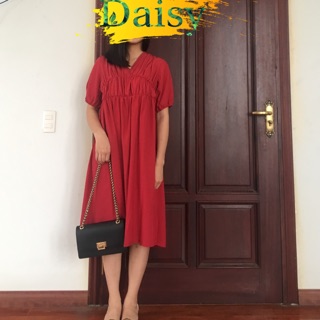 Váy bầu Váy đỏ tay lỡ