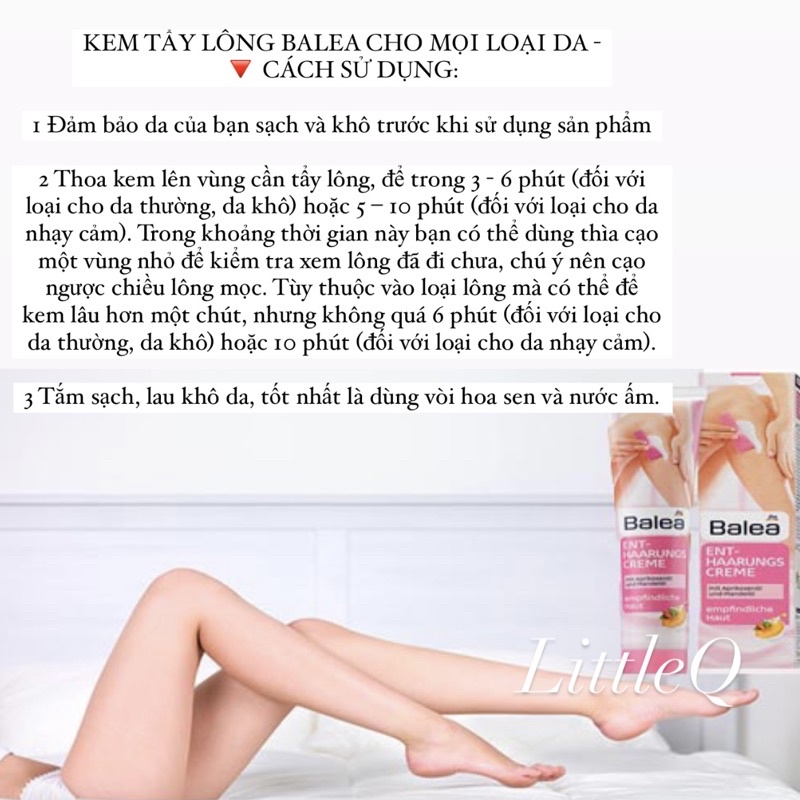 [có che tên] KEM TẨY LÔNG BALEA HÀNG ĐỨC 125ML - Hàng chính hãng an toàn cho mọi loại da