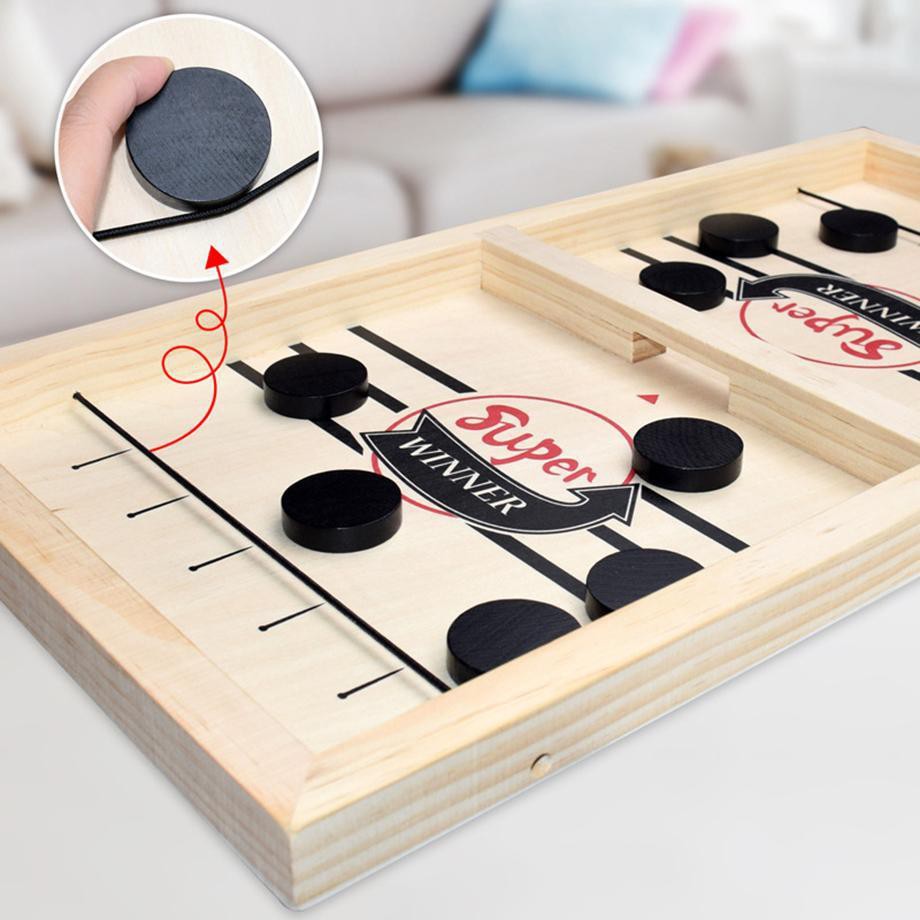 Bộ Cờ Búng Bàn Đấu Ice Hockey Bằng Gỗ - Chọn Size -  Foosball Winner, Sling Puck - Bắn Bi Gỗ Xuyên Lỗ Chính Hãng Amalife