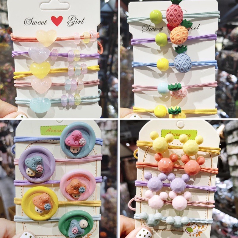 [S01] Set 4 dây buộc cột tóc nhiều mẫu