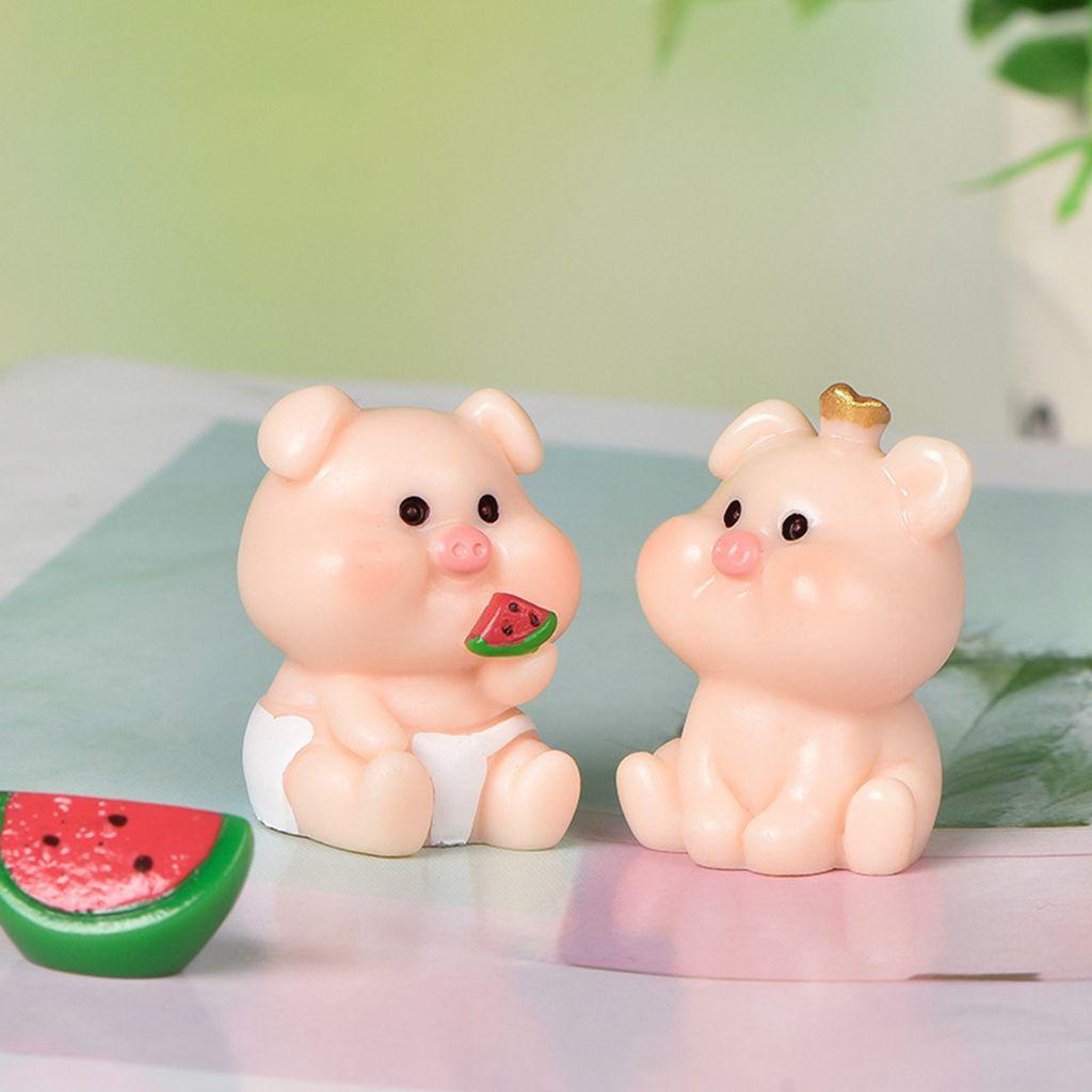 Đồ trang trí Chú Heo Ăn Dưa Hấu Dễ Thương Dùng Trang Trí Bánh Kem DIY