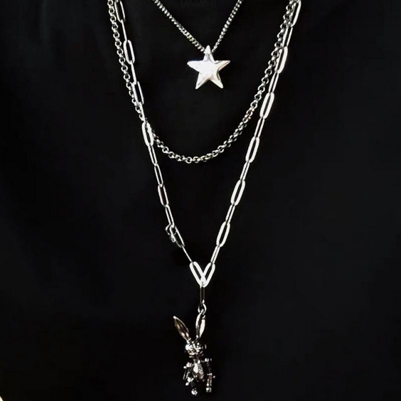 Dây chuyền Vương Nhất Bác vòng cổ ngôi sao thỏ xích phong cách Hàn Quốc Unisex