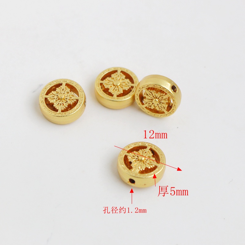 Hạt Xâu Làm Trang Sức Hai Mặt 12mm Màu Vàng 18k diy