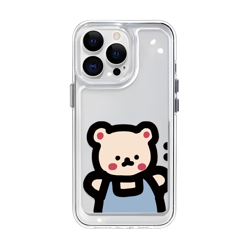 Ốp Điện Thoại Trong Suốt Họa Tiết Chú Gấu Mặc vest Xanh Dương Cho iphone 14ProMax 14Plus 13 11 12 7Plus X XR