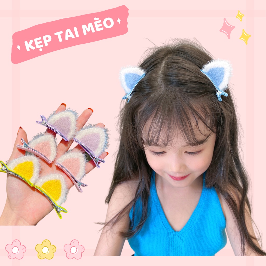Kẹp Tóc Bé Gái Hình Tai Mèo Xinh Xắn, Kẹp Tóc Nhiều Màu Dễ Thương, Phong Cách Hàn Quốc Cho Bé