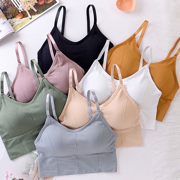 Áo ngực bra nữ len tăm gân thể thao nâng ngực - Áo lót bralette tập gym coton mềm không gọng mút mỏng YLY22