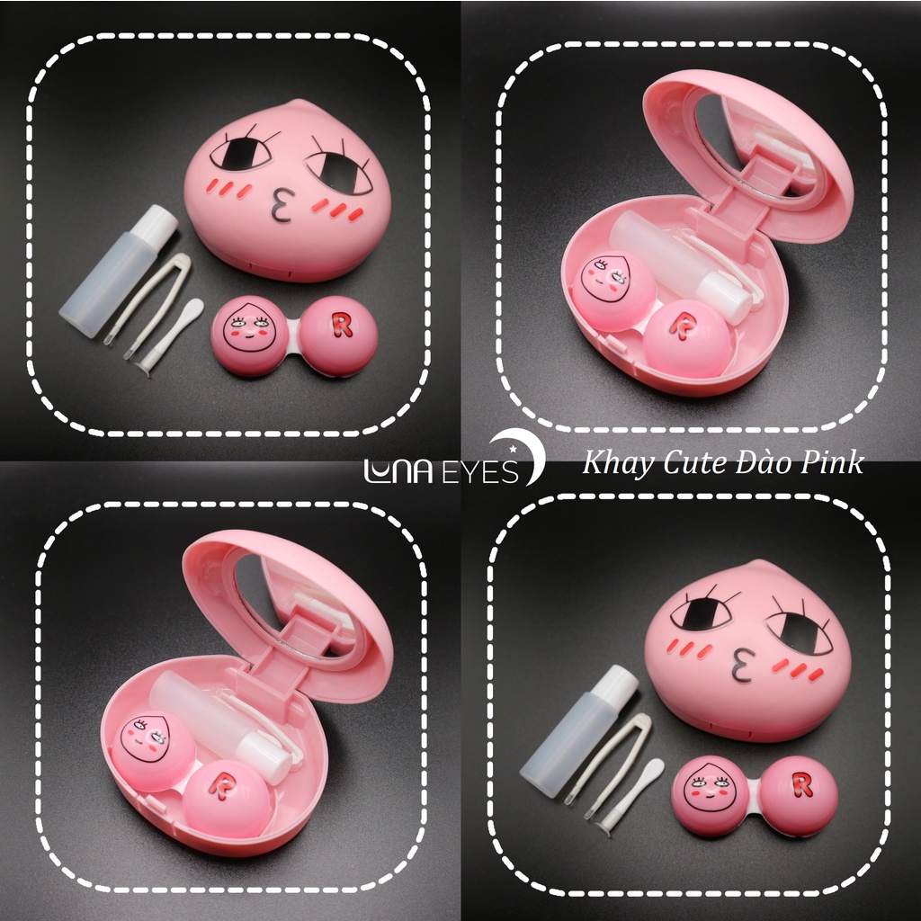 Khay Gương Cute Hình Thú kèm dụng cụ đeo lens