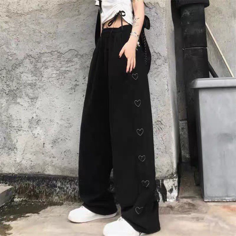 Quần Jogger Tim Cạnh Siêu Hack Chân Quần Ống Rộng Bo Gấu Ullzang Chất Nỉ Ép Dày Dặn