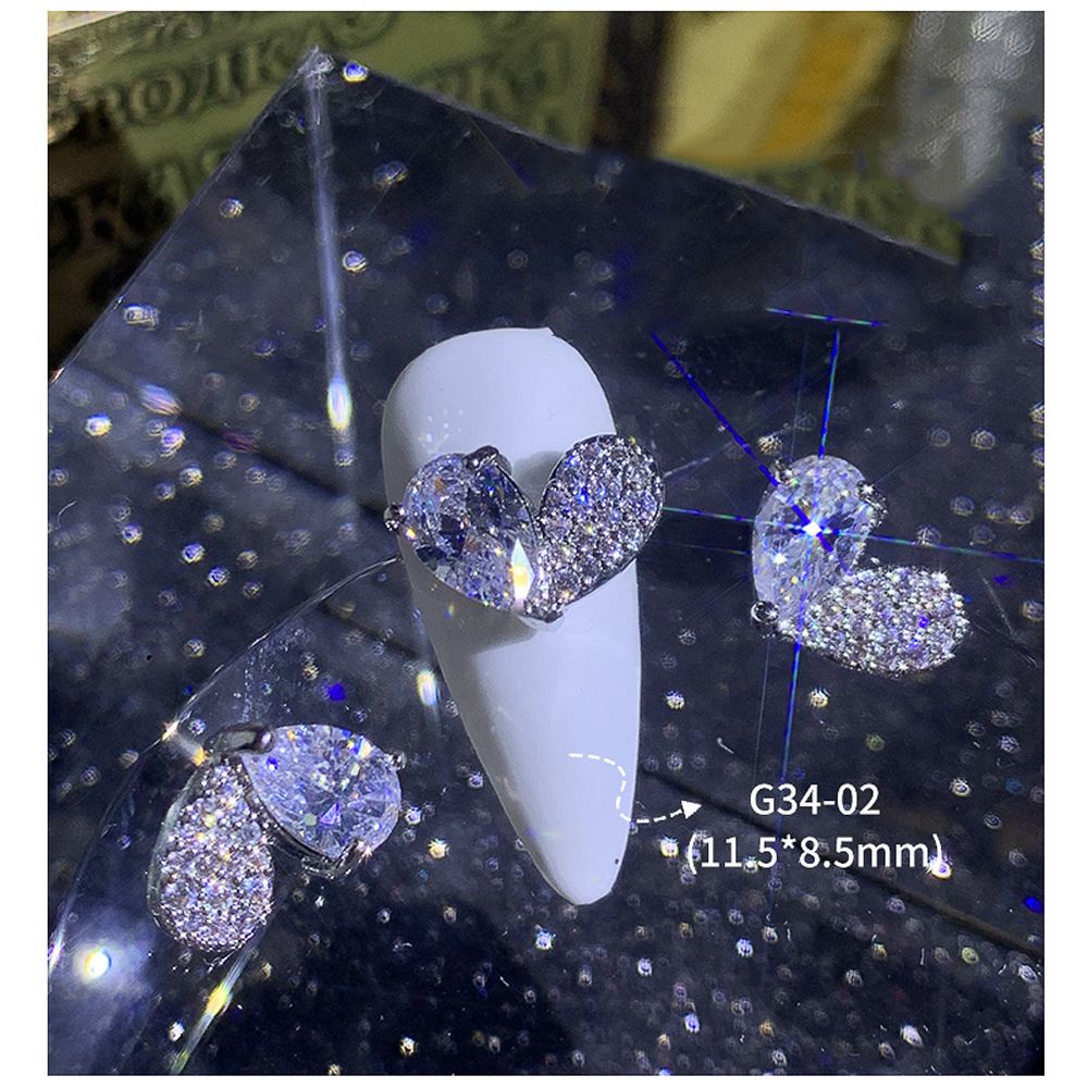 [Hàng mới về] Hạt đá trang trí móng tay 3D hình trái tim lấp lánh sáng trọng