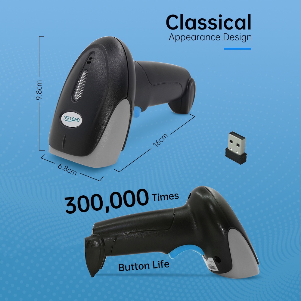 Máy quét mã vạch 1D & 2D kết nối Bluetooth 2.4G có giá đỡ 1D 2D CMOS