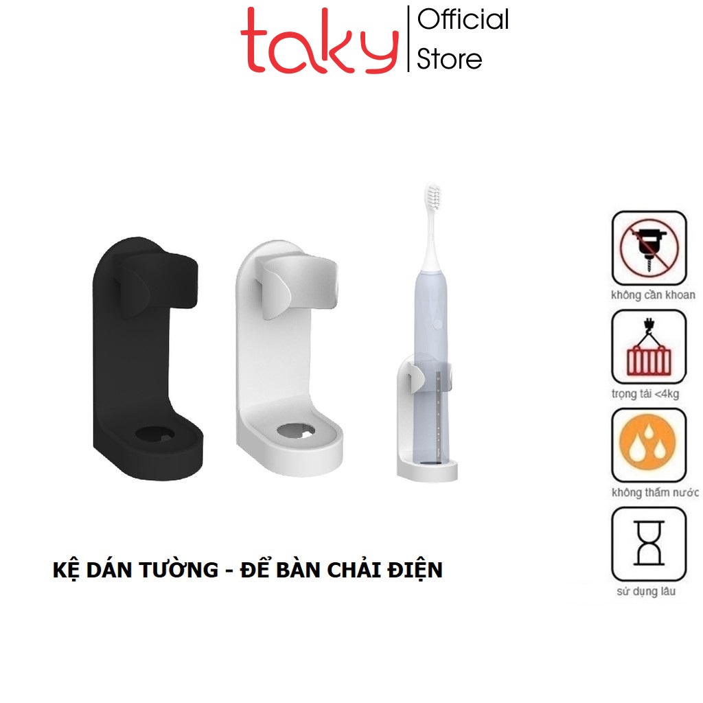 Giá Kệ Nhựa - Taky, Gắn Tường Để Bàn Chải Đánh Răng Điện  Luôn Khô Ráo, Tiện Dụng Cho Phòng Tắm, Sạch Sẽ. 4020