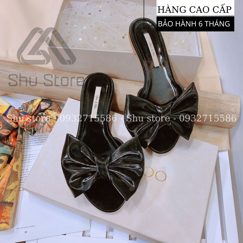 DÉP NỮ SHU STORE - DÉP QUAI NGANG NỮ ĐÍNH NƠ TO ĐẾ BỆT