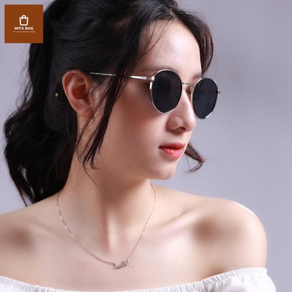 Kính râm nữ MITABAG gọng tròn cao cấp,hợp kim sang trọng,chống tia UV bảo vệ mắt,bảo hành 3 năm - kính mắt nữ thời trang