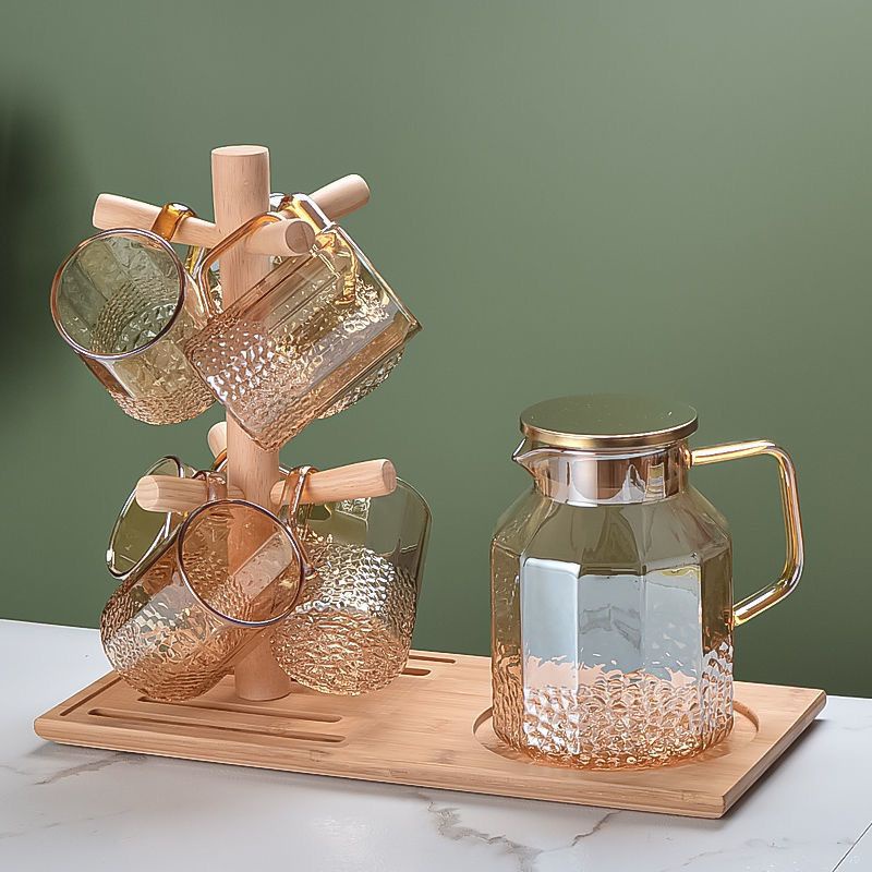 Combo 1 bình 4 cốc thủy tinh brosilicate chịu nhiệt dung tích lớn 1.8L