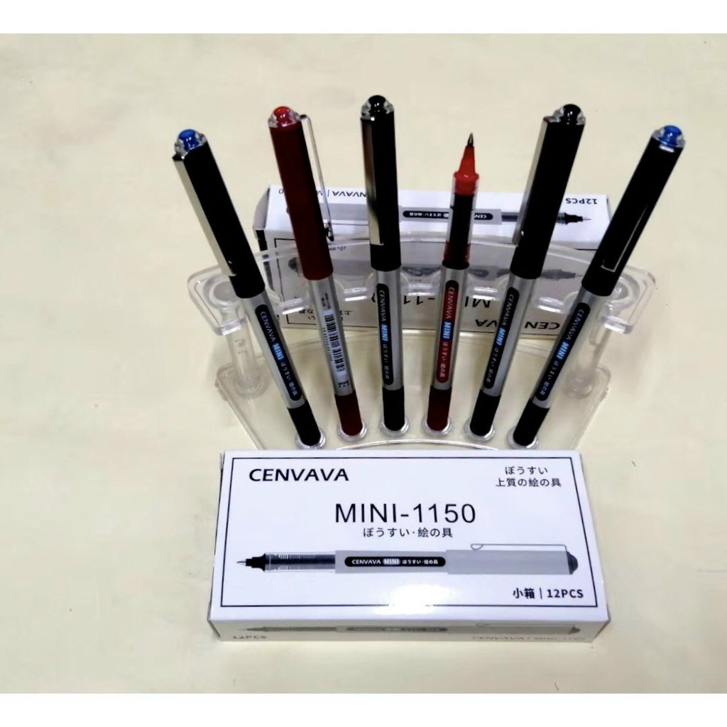 Bút ký mực gel Xanh Đen Đỏ Cenvava Mini-1150 bút viết êm đều màu