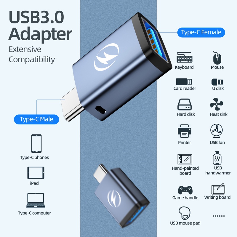 Đầu chuyển đổi FONKEN USB 3.0 Type-C OTG sang USB chuyên dụng thích hợp cho laptop Apple/Xiaomi/Samsung S20