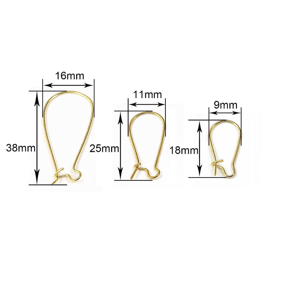 Bộ 100 móc mạ vàng / bạc/ đồng/ Rhodi 9x18mm / 11x25mm / 16x38mm dùng làm khuyên tai diy