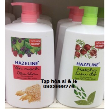 Sữa tắm Hazeline Yến Mạch/ Matcha/ cam cherry 1,2kg tặng chai sữa tắm 300g