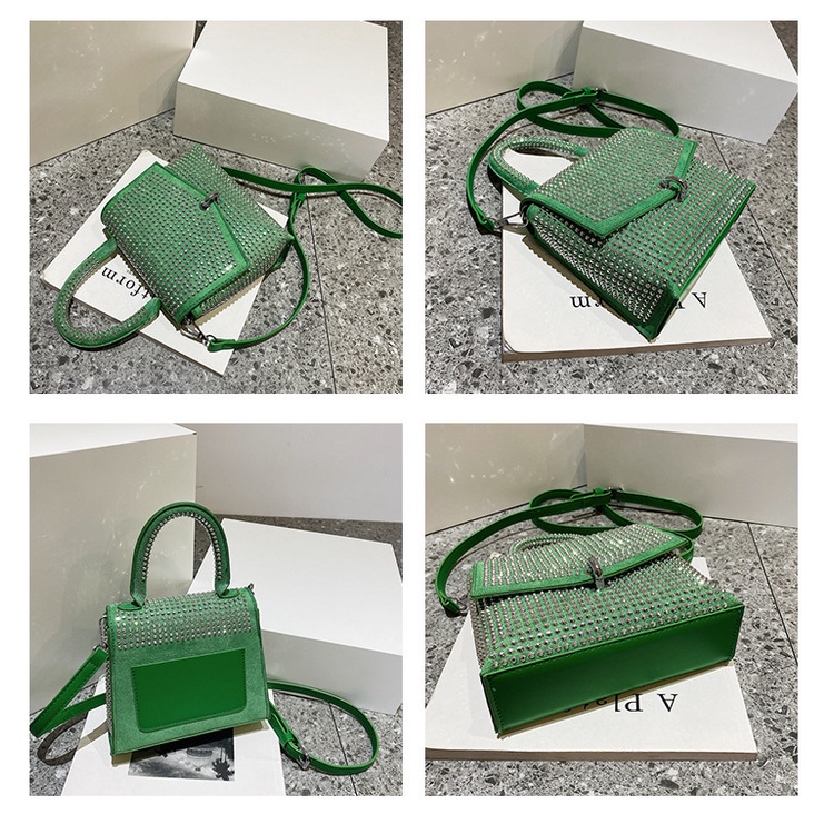 Túi Đeo Chéo Dáng Vuông Nhỏ Đính Đá Kiểu retro Thời Trang Mới