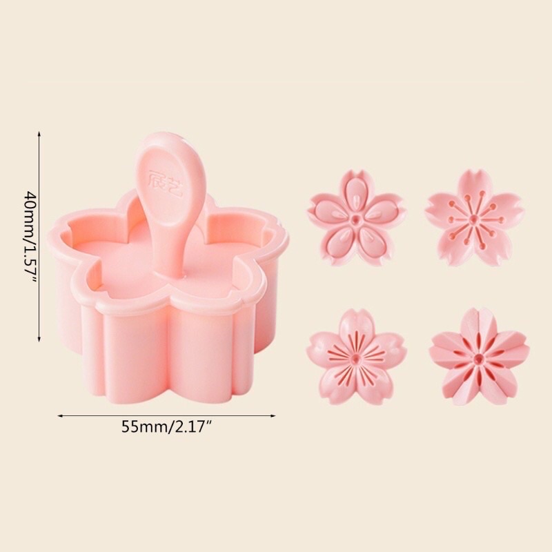 Set 4 khuôn nhấn bánh quy hình hoa anh đào