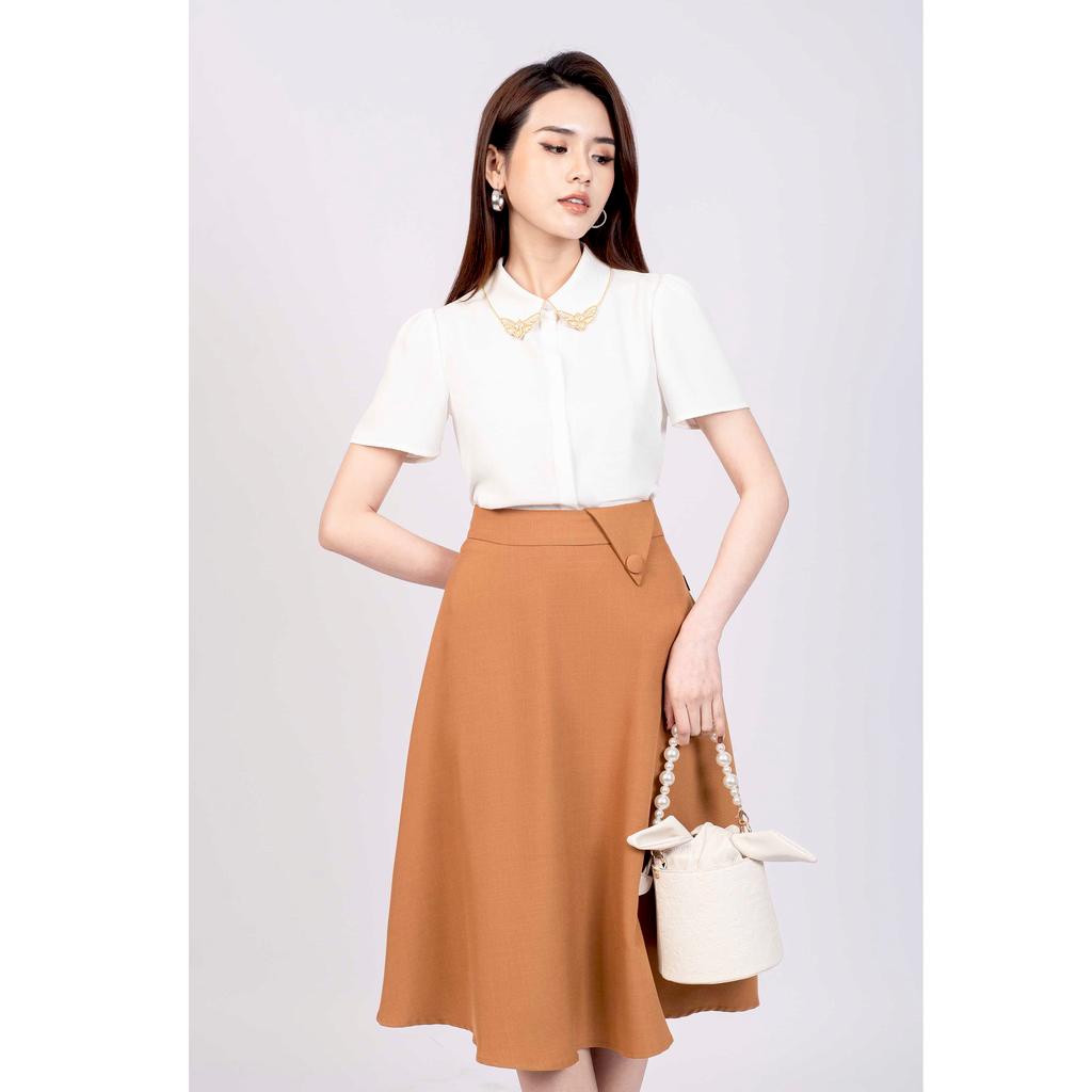 Chân váy xòe, cạp trang trí cúc bọc MMOutfit M-JU071021109