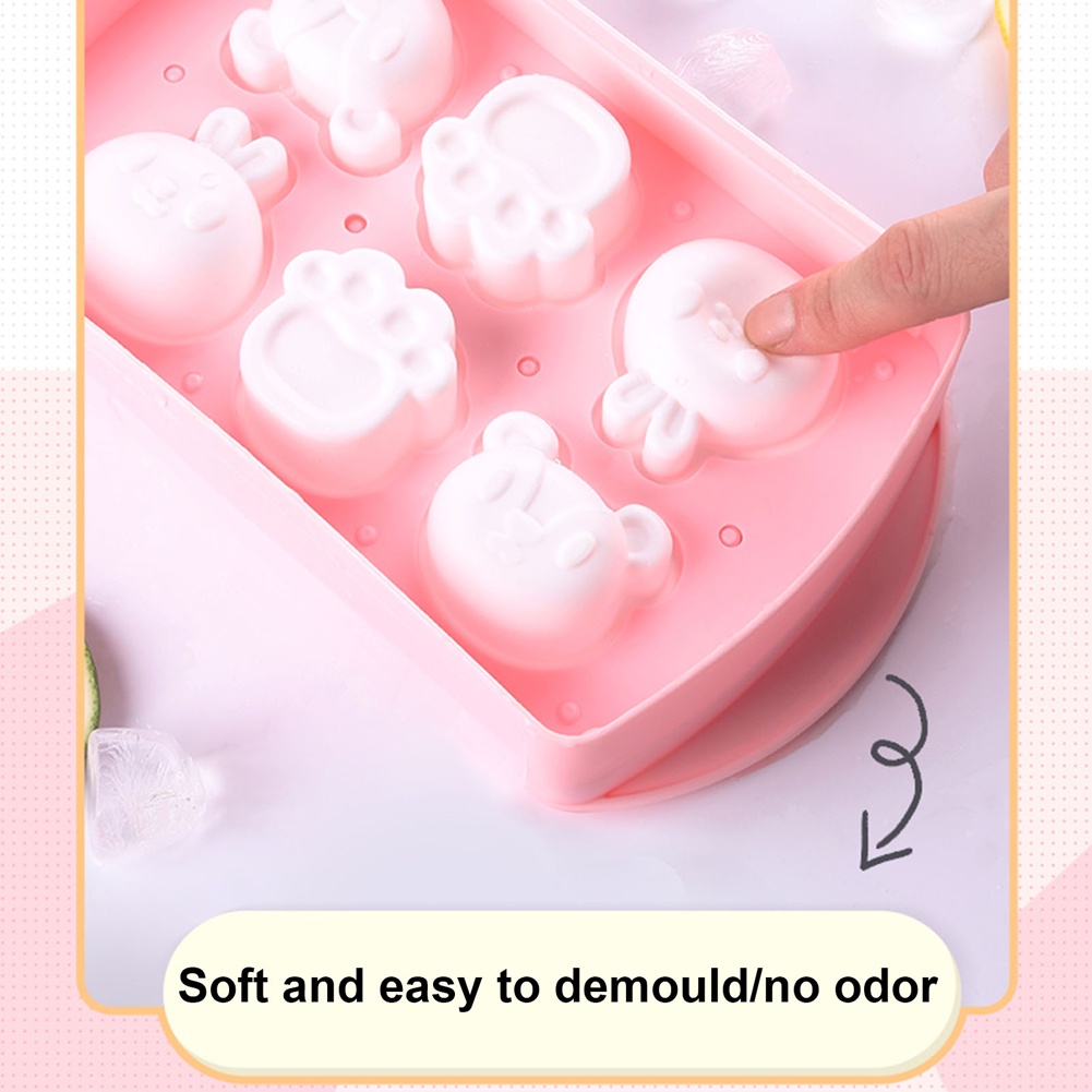 Khuôn Làm Kem Que Bằng Silicon Cấp Thực Phẩm Diy Hình Thỏ Hoạt Hình Có Nắp Và Que