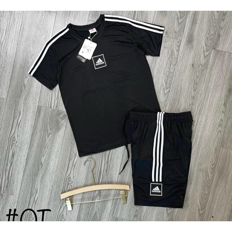 Bộ thể thao cộc tay mùa hè có hoạ tiết logo, Bộ thể thao thời trang phong cách giới trẻ cotton btshop từ 45 đến 75 kg