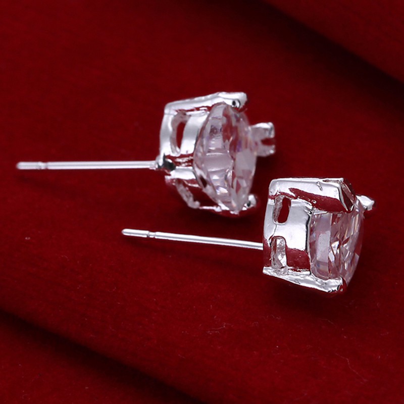 Khuyên tai đính đá zircon đơn siêu lấp lánh phong cách Hàn Quốc dễ phối đồ thời trang cho học sinh/nhân viên văn phòng