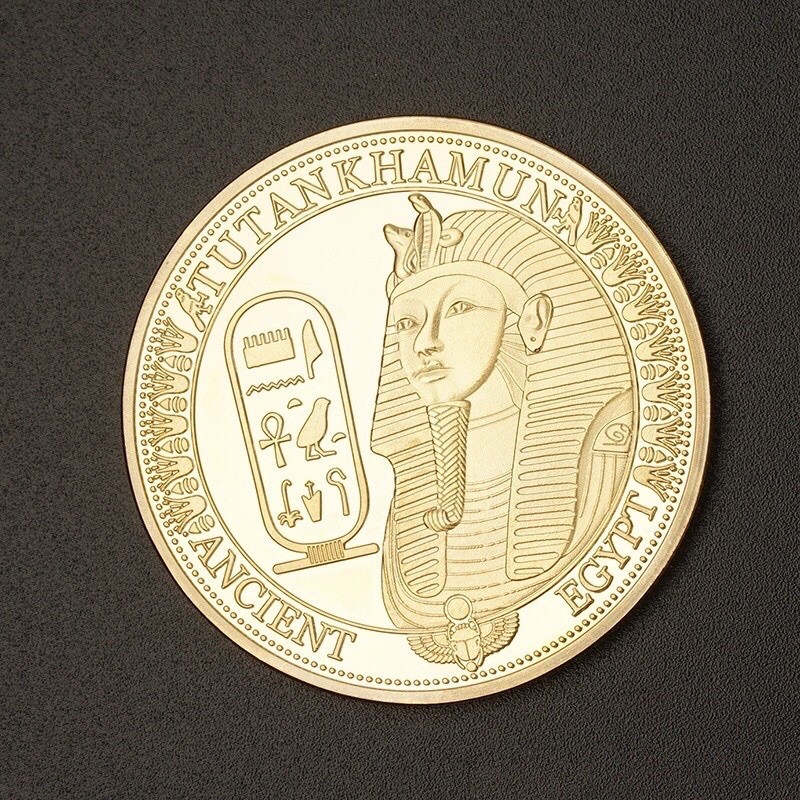 Đồng xu Nhân Sư mạ vàng - Tiền xu Kim Tự Tháp Ai Cập phong thủy may mắn