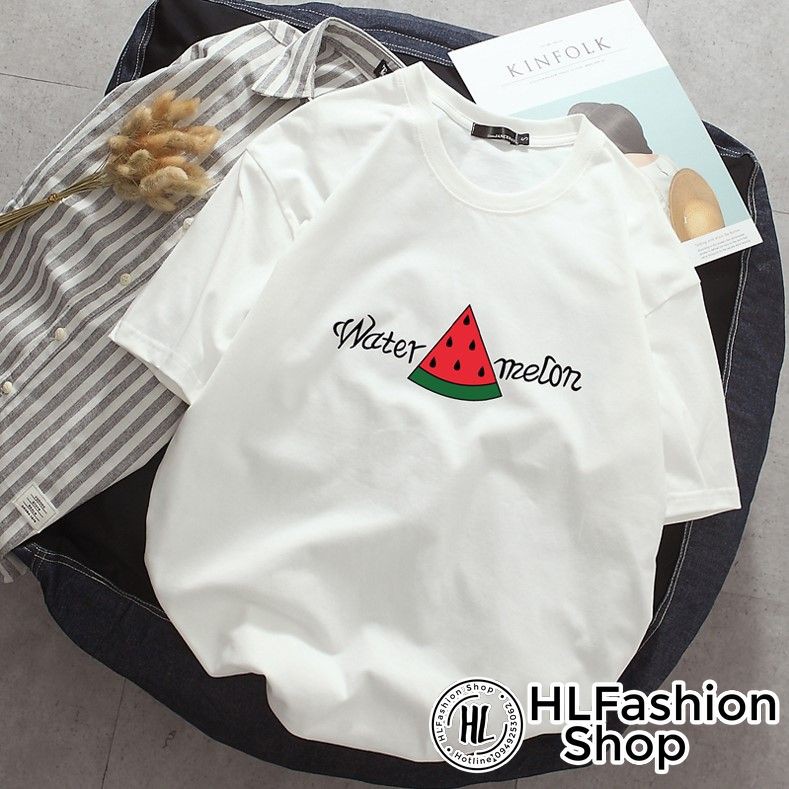 Áo thun tay lỡ form rộng hình miếng dưa hấu Watermelon, áo phông form rộng HLFashion