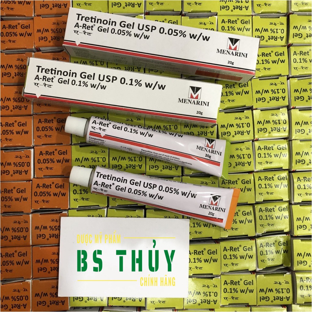 Tretinoin Aret Gel 0,025% 0,05% 0,1% - 20G Cho Da Mụn, Trẻ Hóa Da