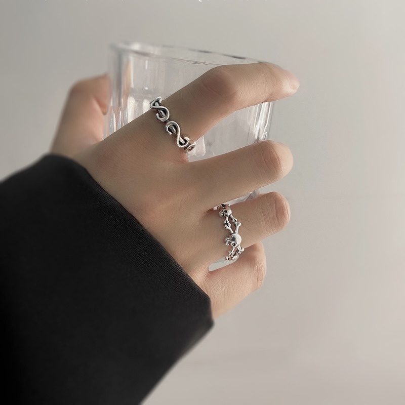 Nhẫn hở hình đầu lâu chữ s cá tính thời trang dễ phối đồ 191116