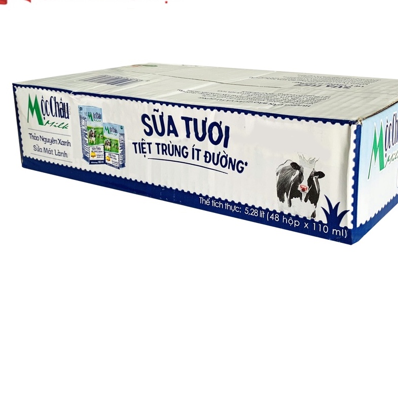 (Vỉ 4 hộp 110 ml)Sữa tươi ít đường Mộc Châu