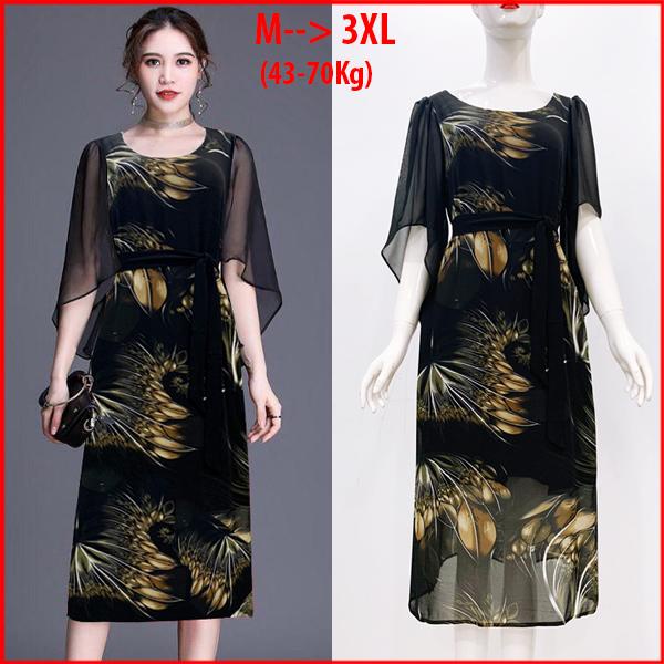 Thời Trang Trung Niên - Đầm Dự Tiệc Dành Cho Mẹ U50-60 Dáng Dài Voan In Hoa Bigsize 3269 3265 3285 3205 3348