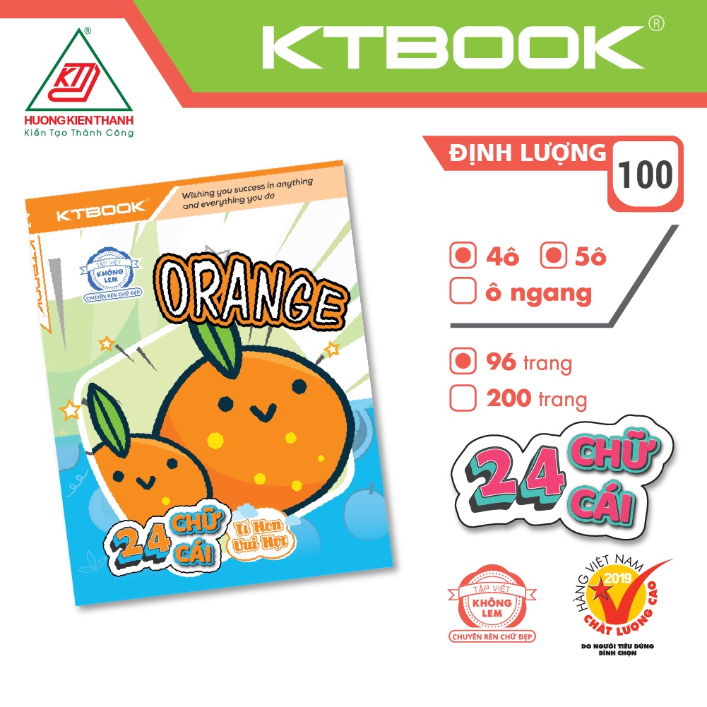 Gói 10 cuốn Tập Học Sinh Cao Cấp Chuyên Rèn Chữ Đẹp 24 Chữ Cái KTBOOK giấy trắng không lem ĐL 100 gsm - 96 trang