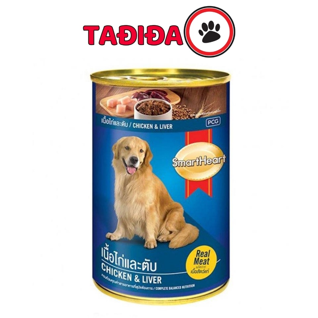 Pate lon cho Chó lớn SmartHeart 400g (Vị Bò &amp; Gà, Gan) , Thức ăn cho Chó an toàn – Tadida Pet